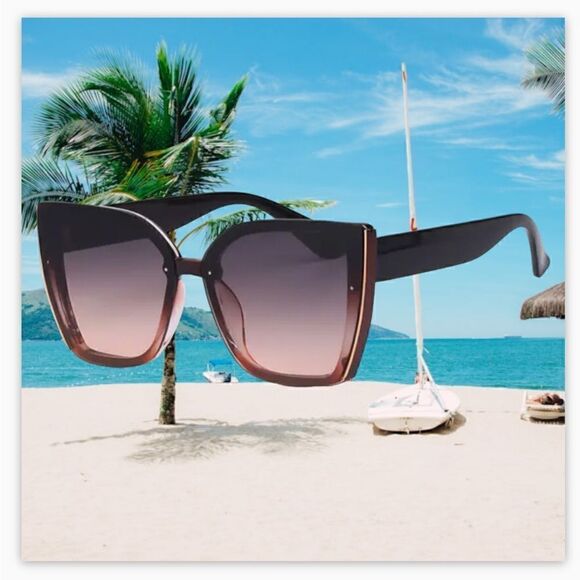 SUNGLASSES WOMEN FASHION ELEGANCE OVERSIZED UV PROTECTION - Picture 2 of 5